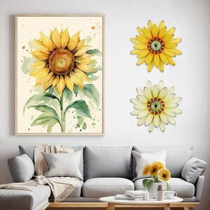 2 Big Outdoor Indoor Metal Flowers Wall Decor Home Patio Outside Deck Pool Area